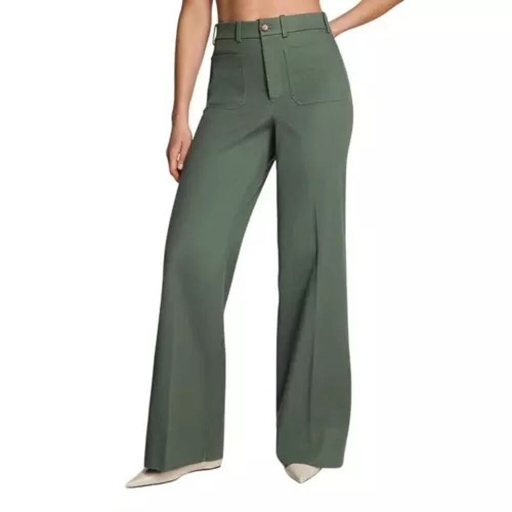 NWT SPANX Olive Green Supersmooth Wide Leg Patch Pocket Stretch Trousers Pants
